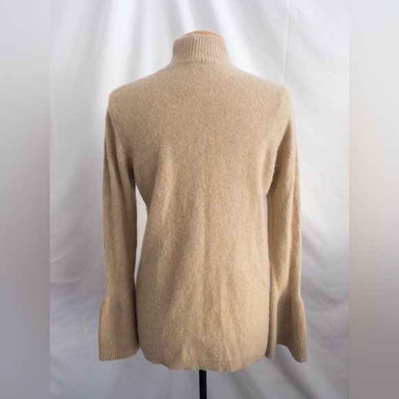 Malo 100% Cashmere Sweater L Beige Camel Mock Neck Italian Luxury Knit - Picture 4 of 7